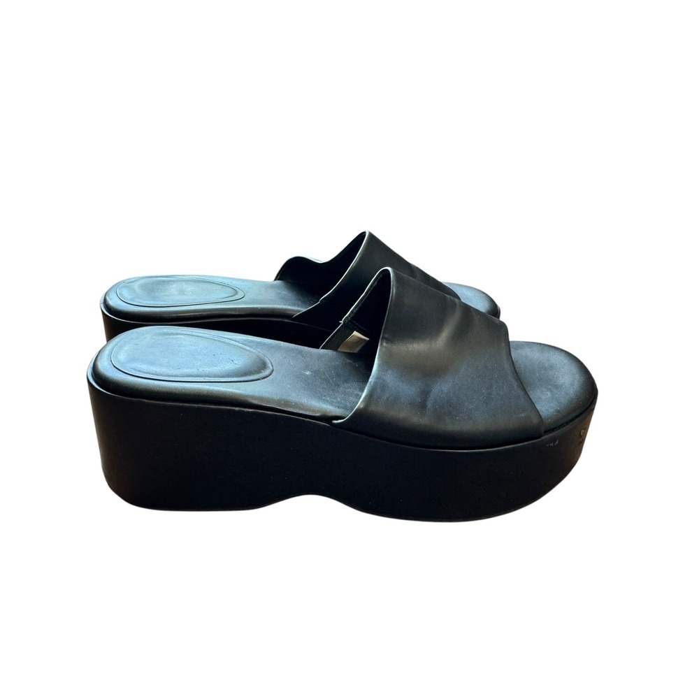 A New Day Platform Slide Sandals Women 9.5 Black Good Chunky Y2K Minimalist